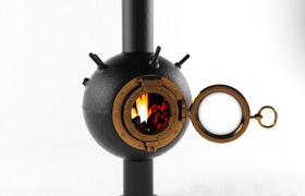 Suspended fireplace bathyscaphe