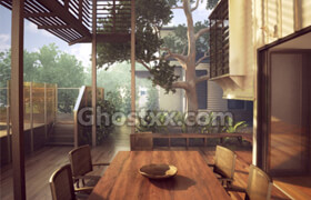 Terrace Exterior Scene - 3D Model