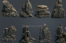 Cubebrush - Boulders Collection PBR - 3dmodel