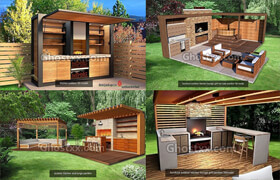 Cgtrader - outdoor kitchen pack 4 3D Model Collection