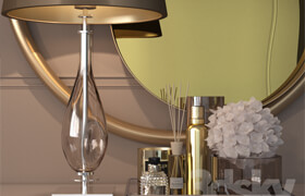 Decorative set in gold for the dressing table