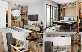 Cgtrader - Small Apartment Scandinavian Design 3D model