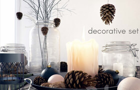 Decorative set with jars and candles