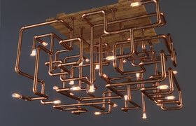 Chandelier made of copper pipes