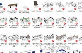 sketchup office  furniture collections - 3dmodel