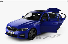 Hum3d - BMW 3 Series M-Sport sedan with HQ interior 2019 3D Model