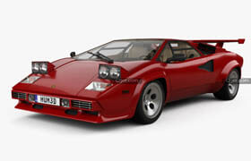 Hum3d - Lamborghini Countach 5000 QV with HQ interior 1985 3D model