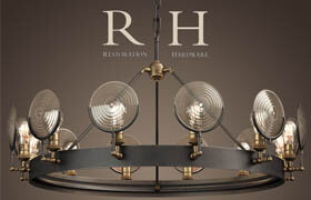 RH / GASLIGHT LENS CHANDELIER 42