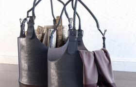 Two Gunmetal Leather Totes