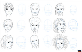 Drawing Faces - Structures, Features, and Comic book Styles