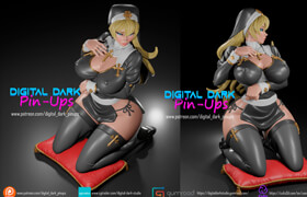 Gumroad - Digital Dark Pin-Ups - The Priestess Nun - 3D Print Model