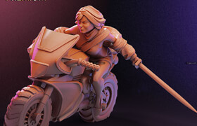 Etsy - Vaultz Miniatures - Daphne On Motorcycle - 3D print model