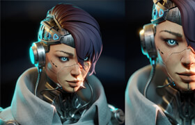 Gumroad - Cyberpunk Style Girl Blender Modeling by FlyCat