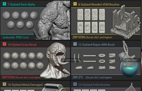 ArtStation - Fred Taylor - Stylized VDMs, Brushes, Pattern, Alphas, Folds