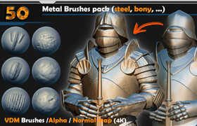 Artstation - Metal Brushes (steel, bony, ...) Vol 01 - zbrush笔刷