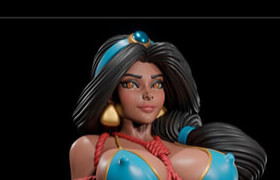 Gumroad - Digital Dark Pin-Ups - Jasmine (Alladin) with version and Miniatures - 3D Print Model