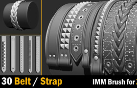 Artstation - 30 IMM Belt  Strap Brush for Zbrush - zb笔刷