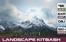 Artstation - 8 LANDSCAPE KITBASH PACK Alpine mountains Vol.1 - 模型