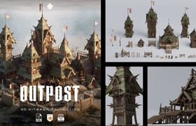 Outpost - Medieval Military Buildings 3D Kitbash Pack - 模型